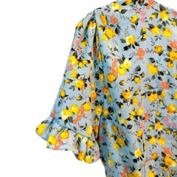 NWT Lulu’s | Feeling Butterflies Light Blue Floral Tiered Mini Dress Size Large - Picture 11 of 15